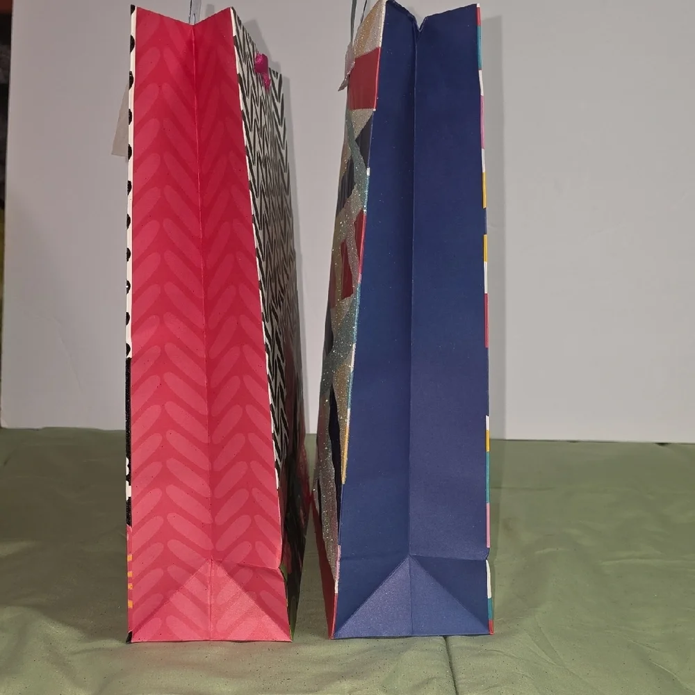 Colorful Floral & Stripe Gift Bags - Set of 15 Patterned Bags